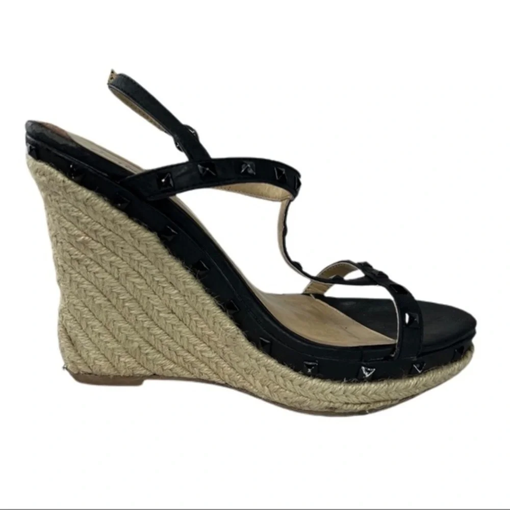 Charlotte Russe | Madison Wedge Heels Black & Tan Size 9 Sandals​​​​